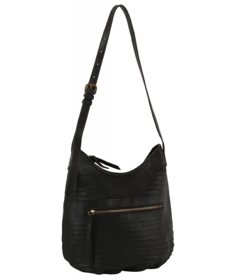 Fashoin Stripe Quilted Shoulder Bag Hobo K-0003-M BLACK